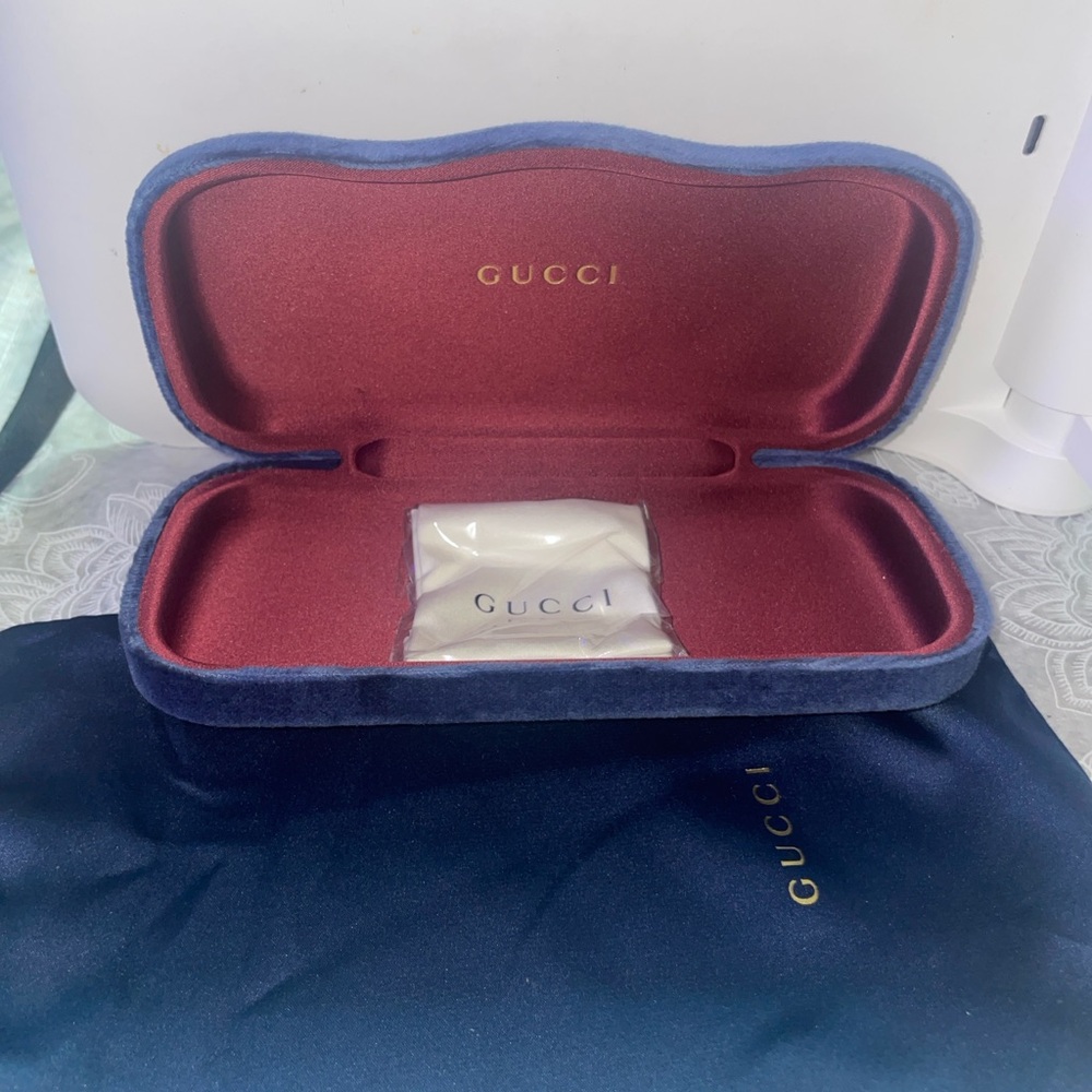 Gucci Velvet Blue and Burgundy Glasses Case